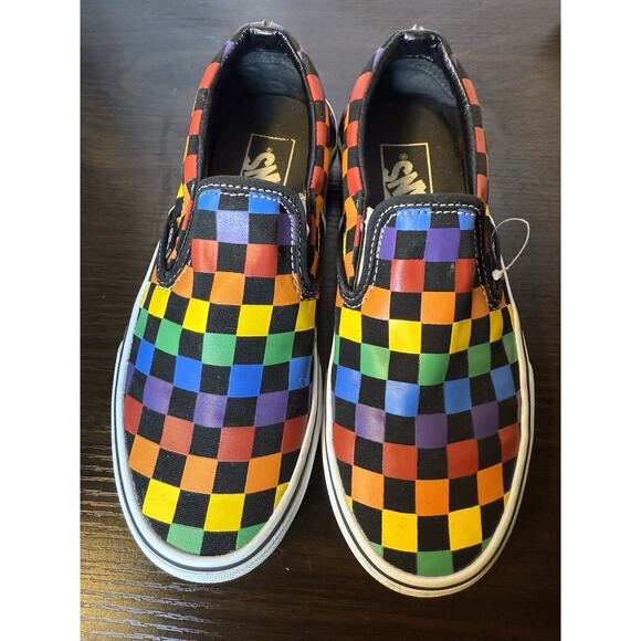 Vans Rainbow Multicolor Checkered tennis shoes Skate Non Slip Mens 4 Women’s 5.5 - Picture 1 of 6